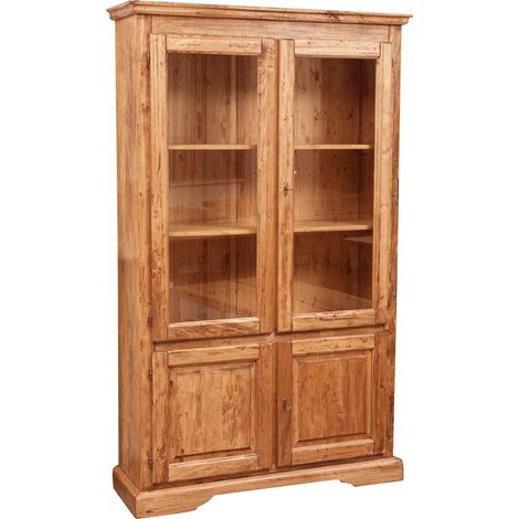 Vitrina Country de madera maciza acabado con efecto blanco envejecido  120x37x197 cm (1/5)