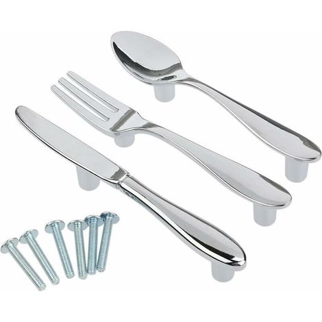 3 pezzi di maniglie/pulsanti per cassetti e armadietti da cucina per coltelli, cucchiai e forchette - Crezuo