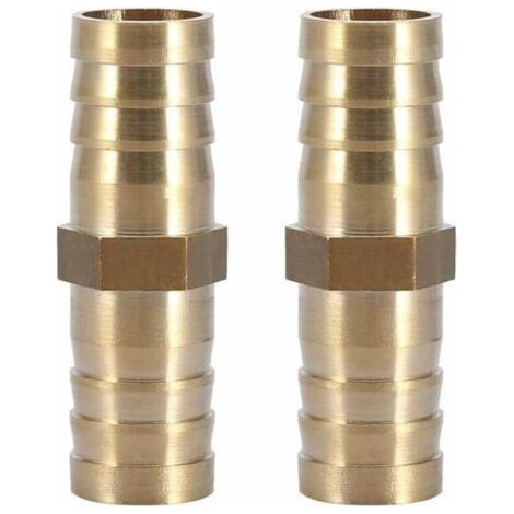 (16mm 2pcs)Raccord de Tuyau Droit à Deux Voies Raccord en Laiton Barbelé Connecteur de Tube Jonction 6/8/10/12/14/mm (1/4)