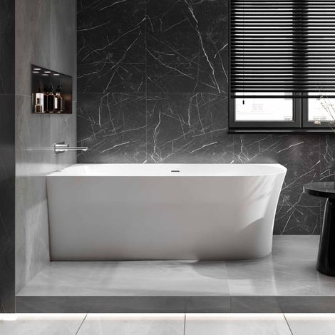 BERNSTEIN - Bañera acrílica exenta NOVA SLIM LINE - Instalación a la izquierda - Con grifo mezclador 1521, Con sifón, 170 x 78 cm Incluye montaje estándar 1521, incluido sifón, 170x78cm