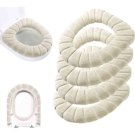 Ensemble de 4 housses de siège de toilette avec poignées, extra épaisses, convenant à toutes les formes de siège de toilette ovales (1/5)