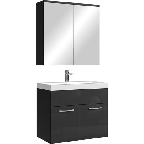Badezimmer Badmöbel-Set Montreal 01 mit Spiegelschrank 60cm Wasc
