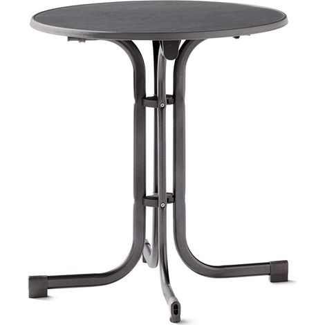 Table de Boulevard Pliante avec Plaque. Dimensions du Plateau : env. 70 cm de diamètre, Gris Fer/Ardoise Anthracite (1/3)