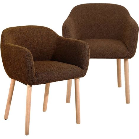 Chaise en tissu marron et pieds en bois Solène (lot de 2) (1/5)