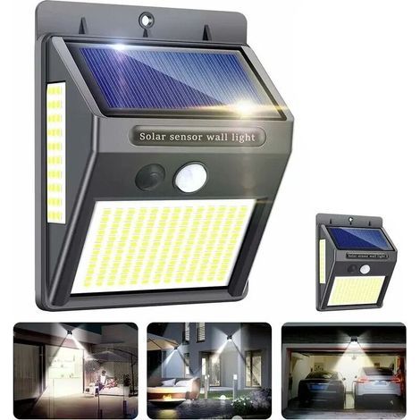 2-Pack Outdoor Solar Lights, 100 LED Outdoor Solar Lights with Motion Sensor, 300° Wide Angle, IP65 Waterproof, Wall-Mounted, for Garden Entrance (1/3)