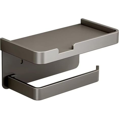 Porte-Papier Toilette Mural Réserves à Rouleaux de Papier avec étagère de Téléphone Porte-Rouleau de Papier Toilette pour WC et Salle de Bain (Gris) (1/5)