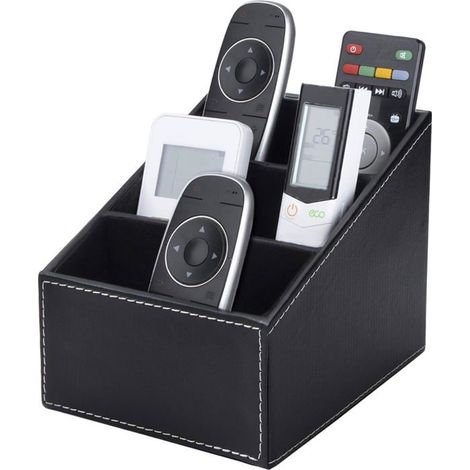 Aufbewahrungsbox für TV-Fernbedienungen mit 3 Fächern, Organizer aus PU-Leder für Fernbedienungen, Brillenetui. (1/3)