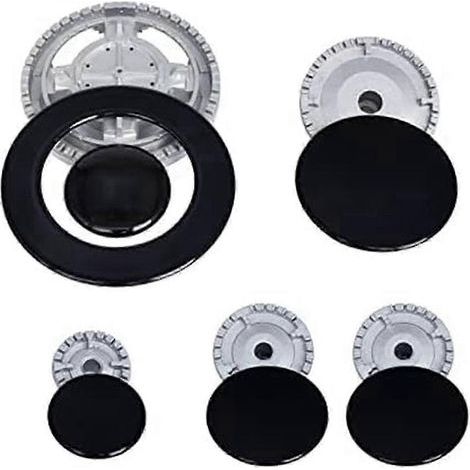 Ensemble de chapeaux de brûleur de cuisinière améliorés pour four et plaque de cuisson à gaz, couvre-flammes compatible avec les poignées de cuisinière - MXBC (1/5)
