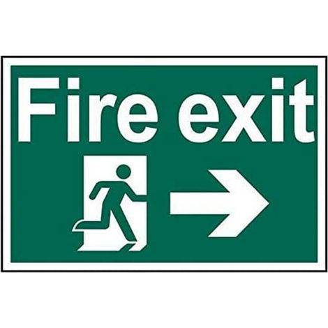 Scan Fire Exit Running Man Sign Arrow Right PVC 300 x 200mm Model 1504