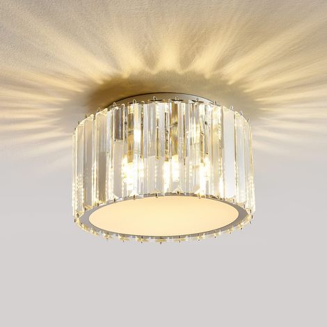 Plafonnier LED, plafonnier rond en cristal, douille G9, mini plafonnier encastré, convient aux couloirs et aux chambres (sans source lumineuse). (1/5)