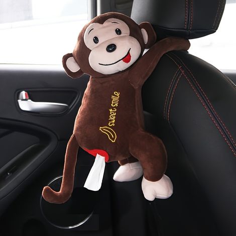 Boîte à mouchoirs en papier pour voiture avec singe, boîte d'accoudoir créative, boîte à mouchoirs suspendue pour siège arrière, intérieur de voiture (1/5)