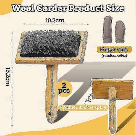 cepillos de madera para lana para fieltro, manualidades de hilado, herramientas para cardado de fibra y otros materiales