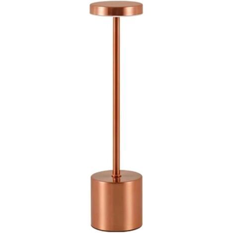 Lampe De Table Sans Fil Rechargeable USB Tactile Dimmable 3 Couleurs Veilleuse LED En Métal Lampes De Bureau D'intérieur For Table À Manger Restaurant Bar Chambre Salle De Bain(Rose Golden) (1/4)