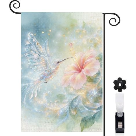 Drapeau vertical Welcome hibiscus vibrant 30 x 45 cm décoration porche et terrasse (1/5)