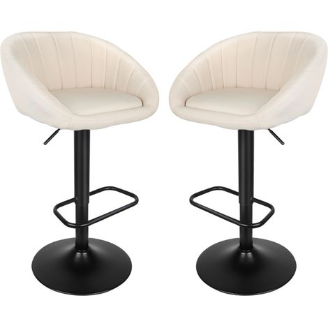 Set di 2 sgabelli da bar moderni in tessuto regolabili in altezza, sedie da bar beige (1/5)