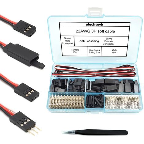 30 ensembles de connecteurs de servo, mâle et femelle, kit de câbles à pince compatible avec les connecteurs RC (sans outil de sertissage) (1/5)