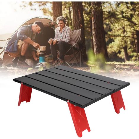 Tragbarer Outdoor-Tisch – Campingtisch aus Aluminium – Picknicktisch auf Rollen – Leichter, kompakter Klapptisch – Grilltisch