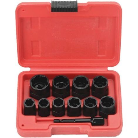 Set of 11 9.5mm Impact Screw Extractors with Tool Box (1/4)