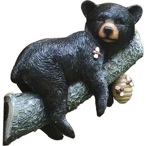 Ornement animalier artificiel : Statue d'ours noir enlaçant un arbre, décoration de cour extérieure, tenture murale de jardin. (1/5)