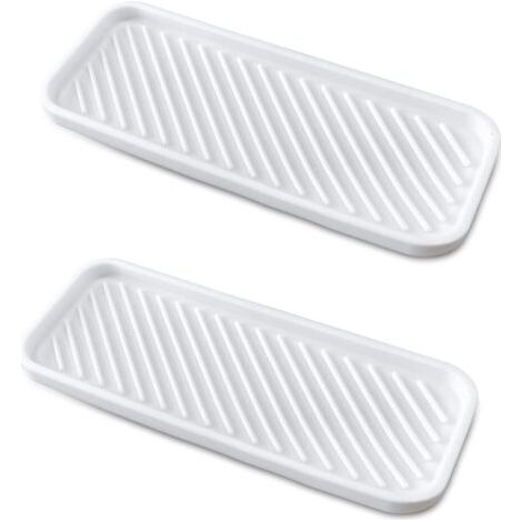 Lot de 2 porte-éponges épais en silicone pour évier de cuisine, salle de bain, distributeur de savon, brosse à récurer, blanc