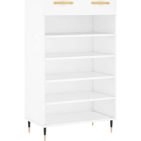 Armoire à chaussure Meuble à chaussures blanc 60x35x105 cm bois d'ingénierie (1/5)