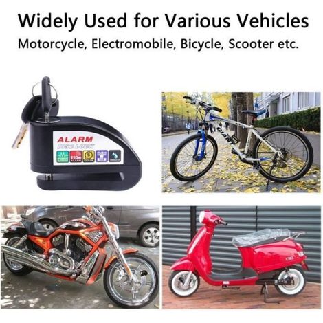 Antivol Moto Alarme Moto Bloque Disque Son d'Alarme 110db pour Moto/Vélo/Scooter/VTT avec 3 Clés et 1 Clé Hexagonale - Noir (1/4)