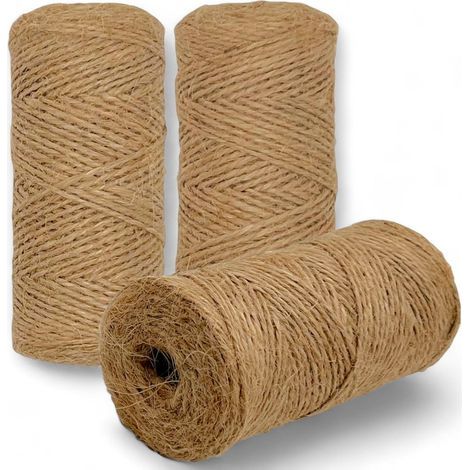 Lot de 3 Ficelle, 2 mm épaisseur, 75 m longueur, Jute naturel, Biodégradable, Jardin Bricolage Emballage (1/5)