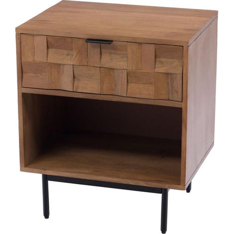 Amadeus - Table de chevet 1 tiroir 1 niche en manguier et métal L40 cm Arnold (1/4)