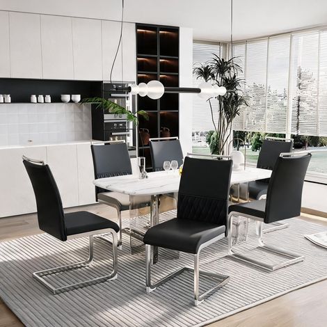 Lot de 6 chaises de salle à manger design noir en métal (1/5)