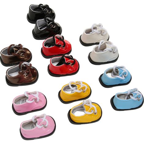paires de chaussures en cuir PU style poupée avec une finition brillante, décontractées et polyvalentes, dotées d'articulations sphériques, convenant aux poupées jusqu'à 20 cm de hauteur. (1/5)
