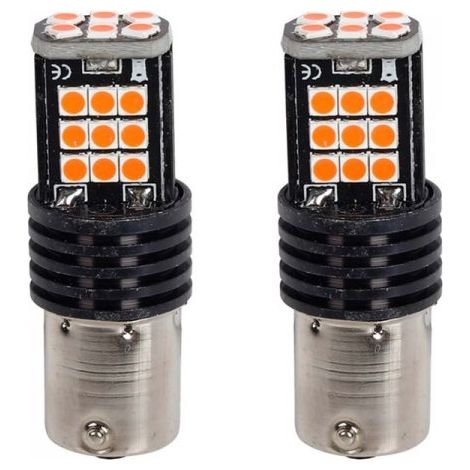 2x Lampada LED BA15s S25 P21W 24 SMD 3030 12V 24V Rossa 300lm H50mm Piedi Dritti
