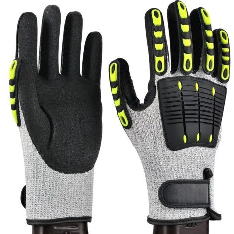 Gants de travail Gants de mécanicien résistants aux coupures Protection contre les coupures de niveau 5 Gants anti-vibrations résistants à l'abrasion pour la construction de jardin Large, L,25.5CM (1/4)