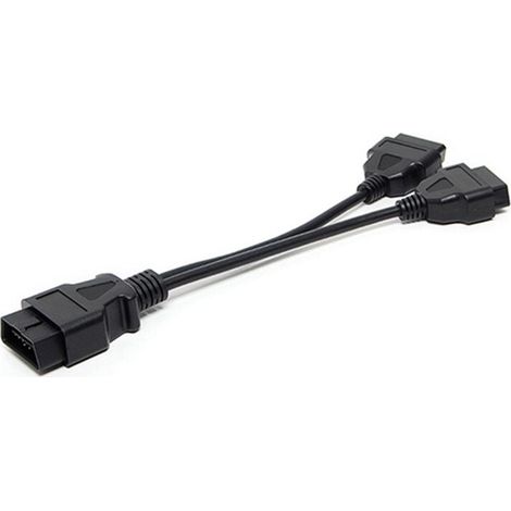 Cable D'Extension OBD2 16 Broches 30 cm, Répartiteur Male Vers Double Femelle, Cable OBD 16 Broches, Adaptateur de Connecteur OBD 1-2. (1/2)