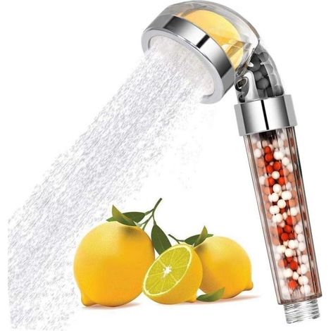 Pommeau de douche haute pression avec filtre pour douchette - Pommeau de douche bien-être - élimine le chlore et le fluor, adoucit l'eau dure - Purifie l'eau - Pommeau de douche - argent, transparent (1/5)