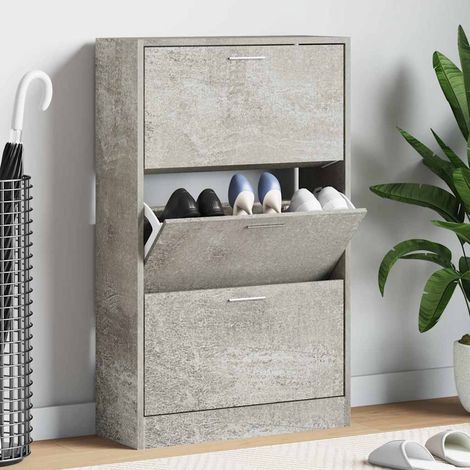 vidaXL Armoire à chaussures Gris béton 63x24x103 cm Bois d'ingénierie (1/5)