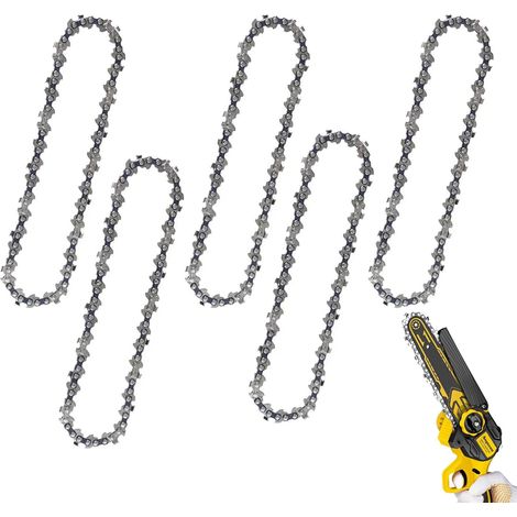 Mini chaîne de tronçonneuse de 15,2 cm avec 37 maillons d'entraînement - 4 pièces de 6,35 mm LP 0,1 cm - Chaîne de guidage électrique portable sans fil pour élagage de branches, élagage d'arbre (1/5)