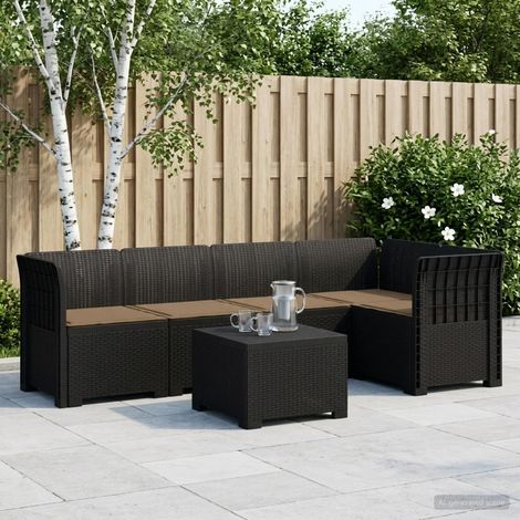 Canapé de Jardin Modulaire 5 Places avec Coussins Salon Extérieur PP Anthracite - PANGIVO (1/5)