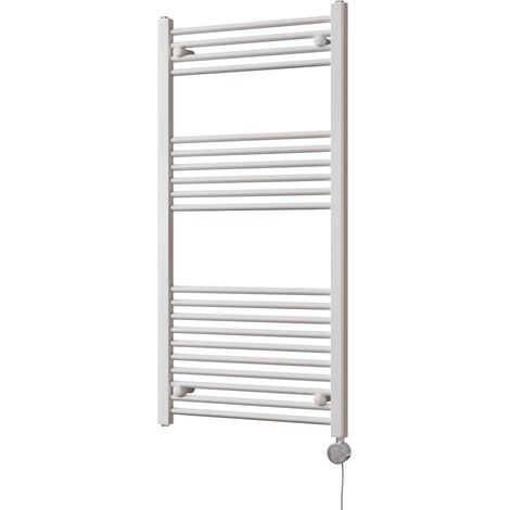 Zennor - White Electric Towel Rail H1200mm x W600mm Straight 600w Thermostatic (1/3)