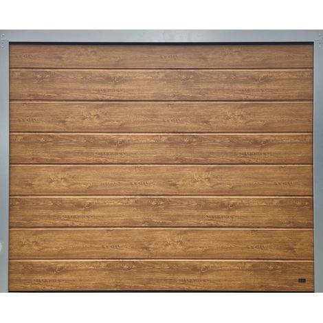 Spadone – Porte de garage sectionnelle motorisée chêne doré 240 x 200 cm – Panneau lisse isolé 40mm – Moteur ONE 600 avec 2 télécommandes