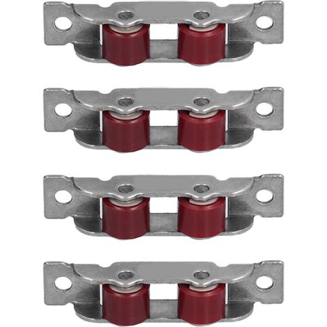 Ensemble de 4 poulies de fenêtre à double roue avec vis pour portes et fenêtres coulissantes (1/5)