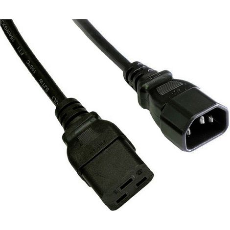 Akyga Strom Anschlusskabel [1x Kaltgeräte-Buchse C19 - 1x Kaltgeräte-Stecker C14] 1.80 m Schwarz