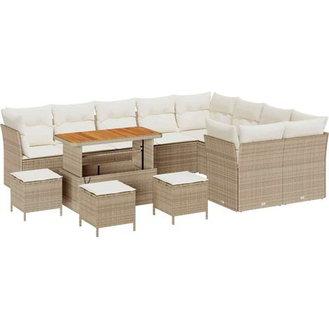 Garden Sofa Set with Cushion 13 pcs Beige and cream vidaXL