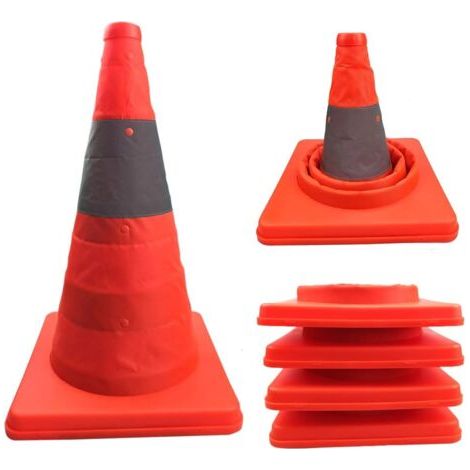 1 Cônes de signalisation rétractables Pliables 45 cm Orange Sécurité Multifonctionnelle Cône De Sécurité