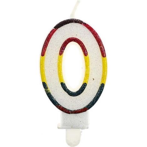 Geburtstagskerze Nummer „0“ – Regenbogen mit Rand (1/2)