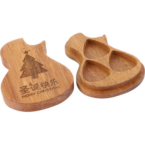 Étui à médiators en bois en forme de guitare, coffret portable multifonction pour accessoires, boîte de rangement L824, motif sapin de Noël, cadeau pour guitariste (1/5)
