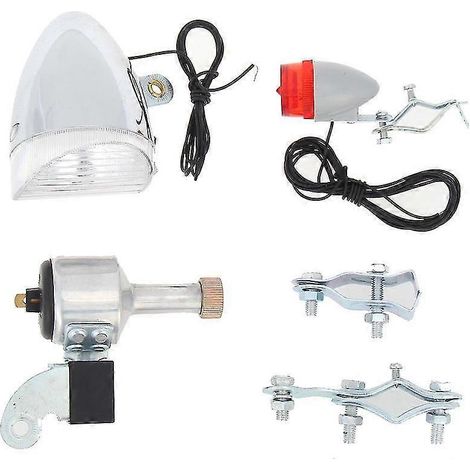 Éclairage dynamo pour vélo, phare avant et arrière, feu arrière LED, générateur dynamo à friction pour vélo motorisé. (1/4)