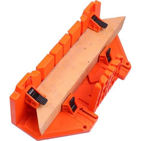 Boîte à onglet multifonctionnelle 0/22,5/45 degrés Guide de scie pour le travail du bois Orange, 35,6 cm avec pince (1/5)