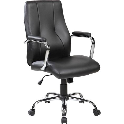 Sedia con ruote Yuki, Poltrona direzionale con braccioli, Sedia ergonomica da ufficio, 64x58h101/111 cm, Nero
