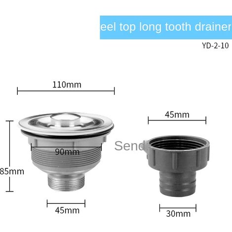 (YD-2-10)Kitchen Stainless Steel Sink Drainer Accessories, Single and Double Sink Drain Pipe Set (1/4)