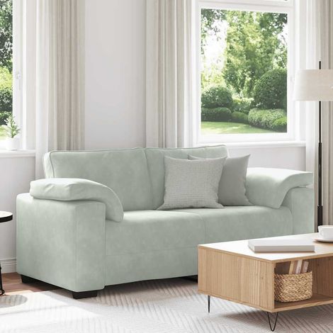 Canapé causeuse en velours gris clair avec coussins, 180 x 77 x 82 cm - PANGIVO (1/5)